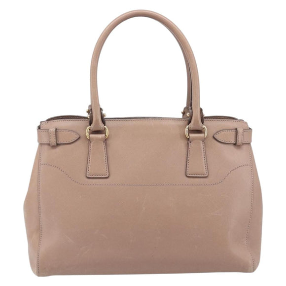 Salvatore Ferragamo Gancini Hand Bag Leather Beige Gold Auth bs37485