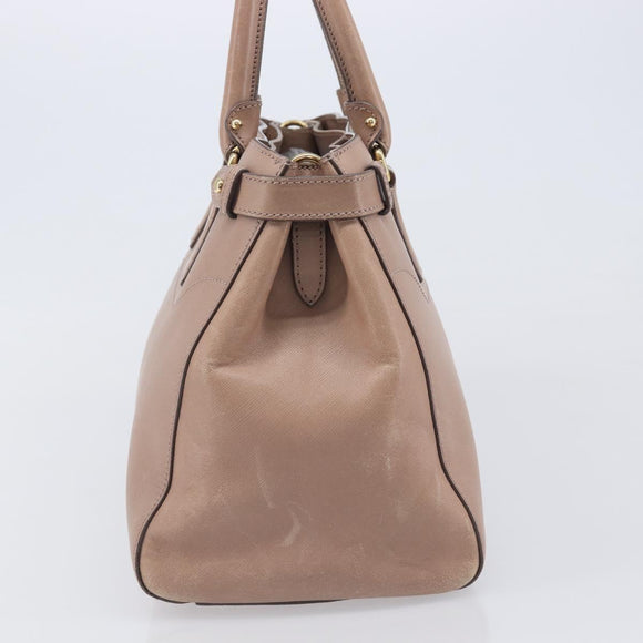 Salvatore Ferragamo Gancini Hand Bag Leather Beige Gold Auth bs37485