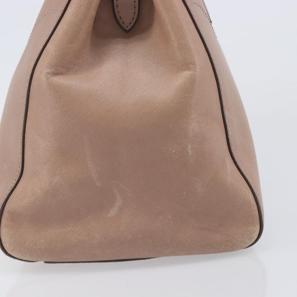 Salvatore Ferragamo Gancini Hand Bag Leather Beige Gold Auth bs37485