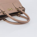 Salvatore Ferragamo Gancini Hand Bag Leather Beige Gold Auth bs37485-8
