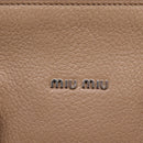 Miu Miu Hand Bag Leather Beige Silver Auth bs37489-19