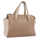 Miu Miu Hand Bag Leather Beige Silver Auth bs37489-1
