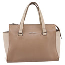 Miu Miu Hand Bag Leather Beige Silver Auth bs37489-2