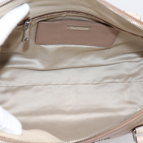 Miu Miu Hand Bag Leather Beige Silver Auth bs37489