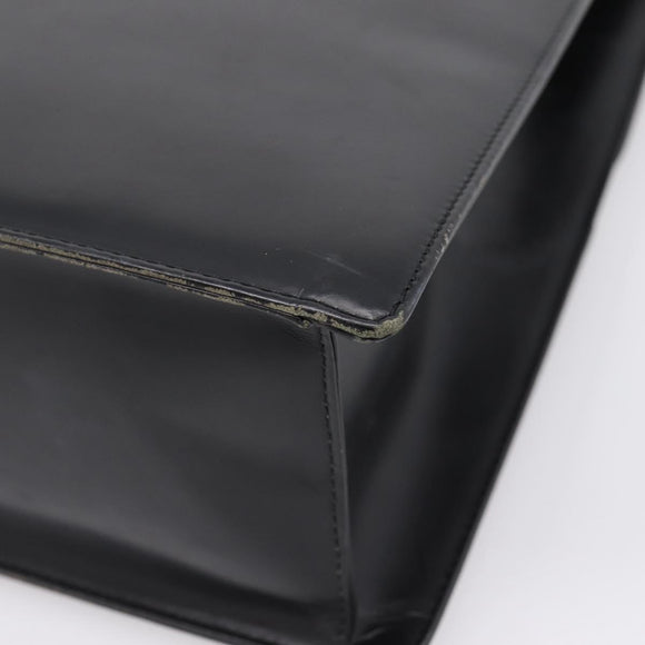 Burberrys Tote Bag Leather Black Silver Auth bs37491