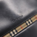 Burberrys Tote Bag Leather Black Silver Auth bs37491-17
