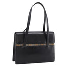 Burberrys Tote Bag Leather Black Silver Auth bs37491-1