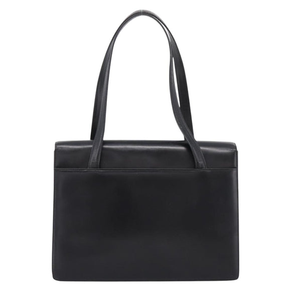 Burberrys Tote Bag Leather Black Silver Auth bs37491