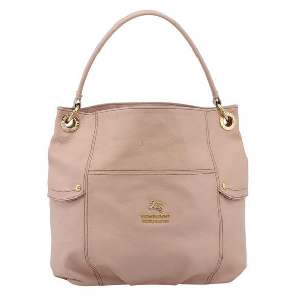BURBERRY Blue Label Tote Bag Leather Beige Gold Auth bs37492