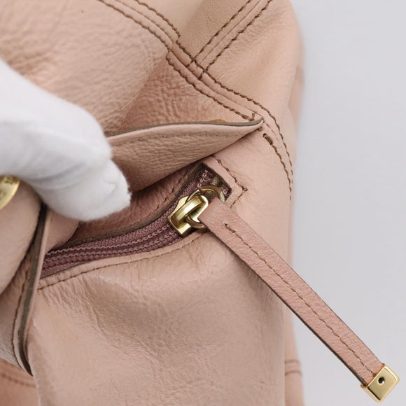 BURBERRY Blue Label Tote Bag Leather Beige Gold Auth bs37492