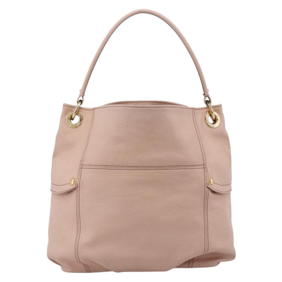 BURBERRY Blue Label Tote Bag Leather Beige Gold Auth bs37492