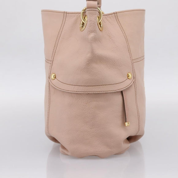BURBERRY Blue Label Tote Bag Leather Beige Gold Auth bs37492
