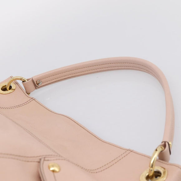 BURBERRY Blue Label Tote Bag Leather Beige Gold Auth bs37492