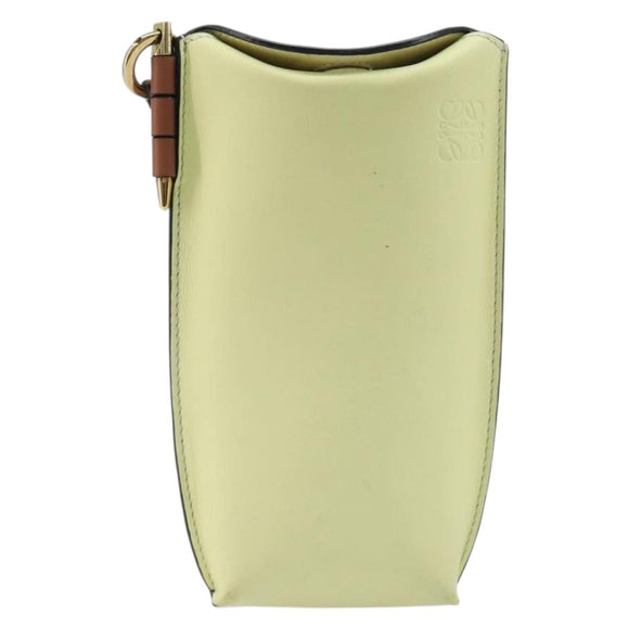 LOEWE Smartphone Shoulder Gate Pocket Bag Leather Yellow Gold Auth bs37493
