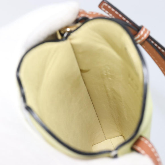 LOEWE Smartphone Shoulder Gate Pocket Bag Leather Yellow Gold Auth bs37493