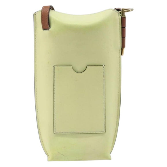 LOEWE Smartphone Shoulder Gate Pocket Bag Leather Yellow Gold Auth bs37493