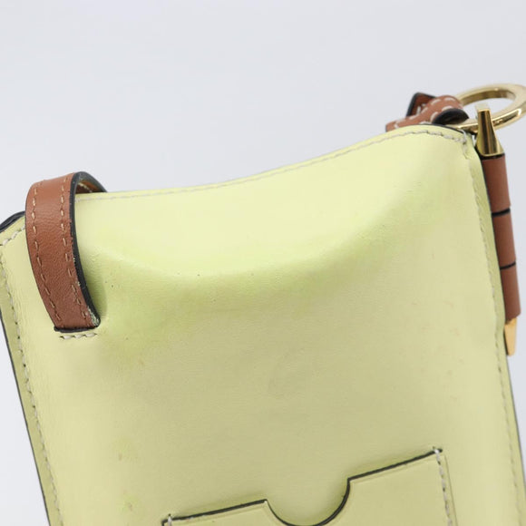 LOEWE Smartphone Shoulder Gate Pocket Bag Leather Yellow Gold Auth bs37493