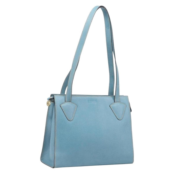 LOEWE Tote Bag Leather Light Blue Gold Auth bs37496A