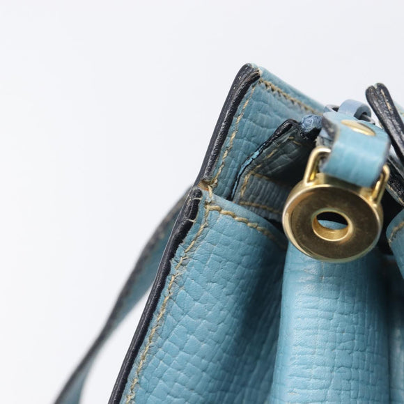 LOEWE Tote Bag Leather Light Blue Gold Auth bs37496A