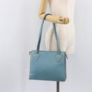 LOEWE Tote Bag Leather Light Blue Gold Auth bs37496A-29