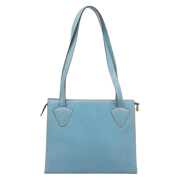 LOEWE Tote Bag Leather Light Blue Gold Auth bs37496A