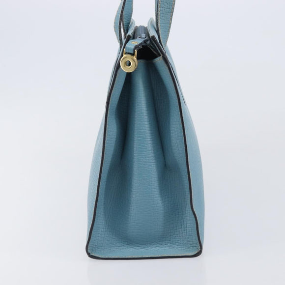 LOEWE Tote Bag Leather Light Blue Gold Auth bs37496A