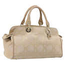 Christian Dior Hand Bag Canvas Beige Gold Auth bs37497-1