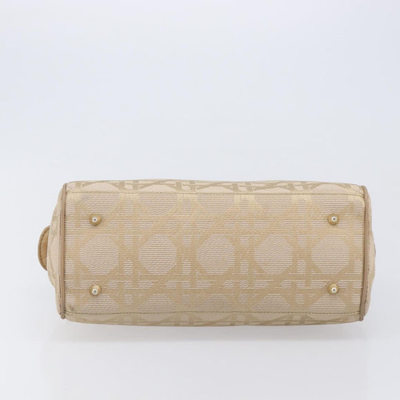 Christian Dior Hand Bag Canvas Beige Gold Auth bs37497