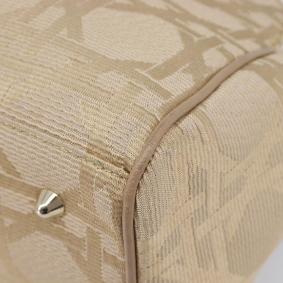 Christian Dior Hand Bag Canvas Beige Gold Auth bs37497