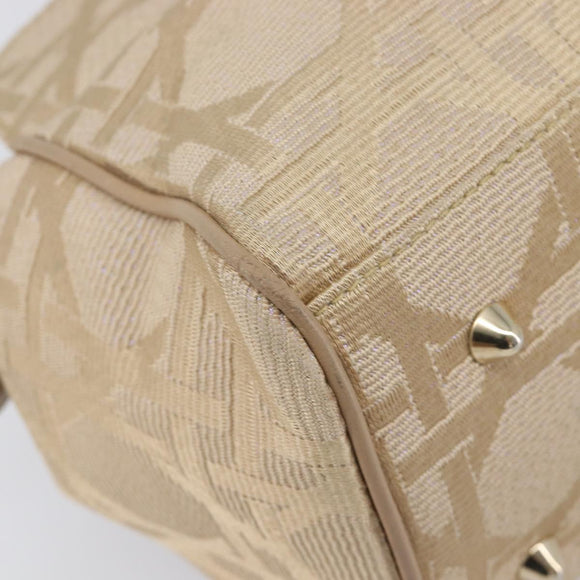 Christian Dior Hand Bag Canvas Beige Gold Auth bs37497