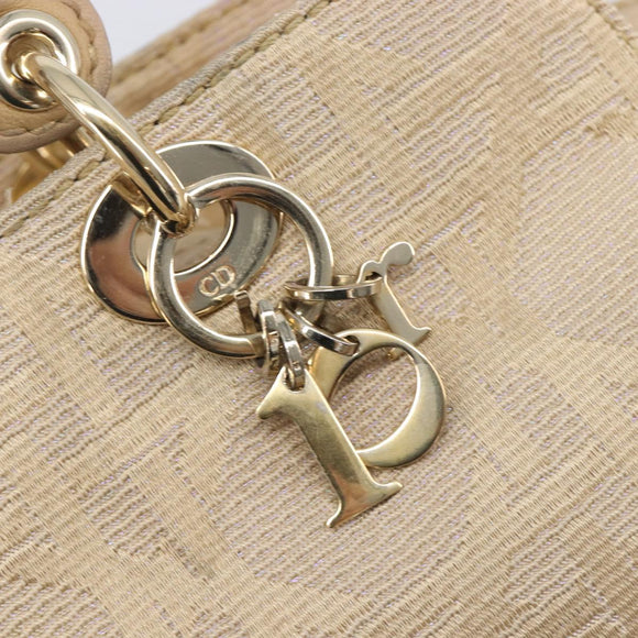 Christian Dior Hand Bag Canvas Beige Gold Auth bs37497