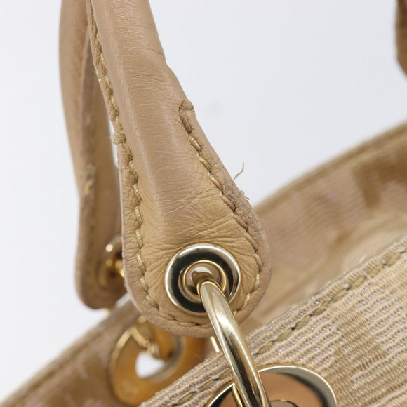 Christian Dior Hand Bag Canvas Beige Gold Auth bs37497