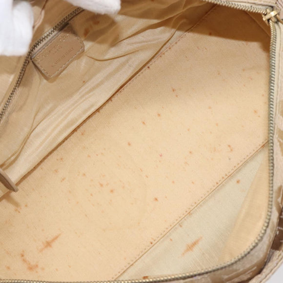 Christian Dior Hand Bag Canvas Beige Gold Auth bs37497
