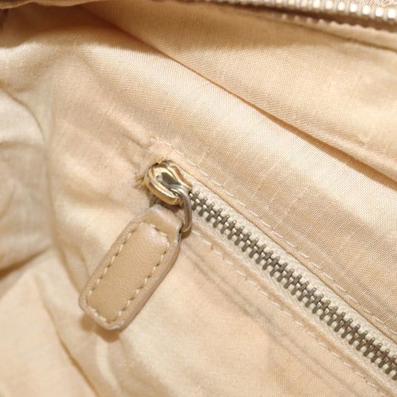 Christian Dior Hand Bag Canvas Beige Gold Auth bs37497