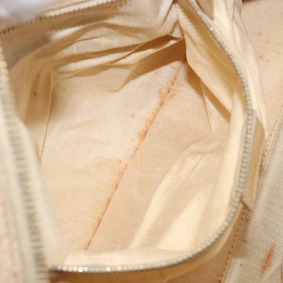 Christian Dior Hand Bag Canvas Beige Gold Auth bs37497
