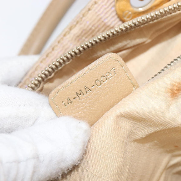 Christian Dior Hand Bag Canvas Beige Gold Auth bs37497