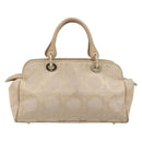 Christian Dior Hand Bag Canvas Beige Gold Auth bs37497-2