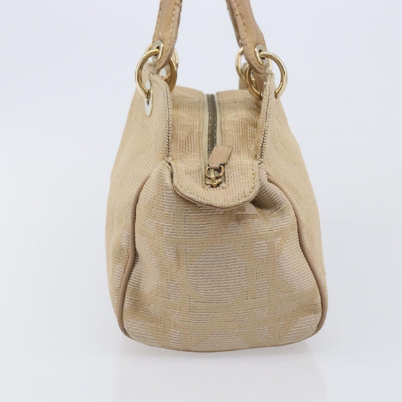 Christian Dior Hand Bag Canvas Beige Gold Auth bs37497