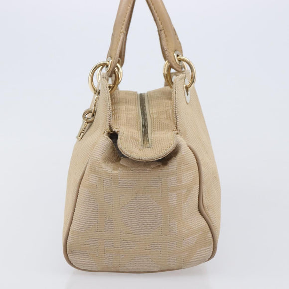 Christian Dior Hand Bag Canvas Beige Gold Auth bs37497