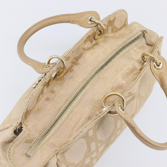 Christian Dior Hand Bag Canvas Beige Gold Auth bs37497