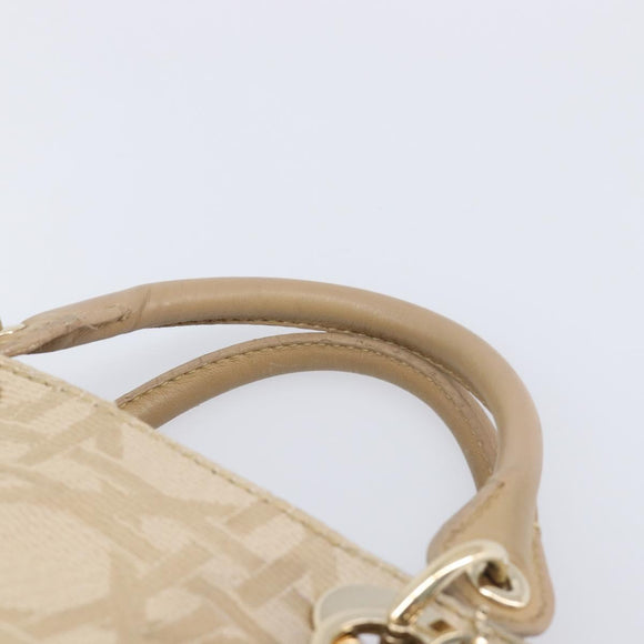Christian Dior Hand Bag Canvas Beige Gold Auth bs37497