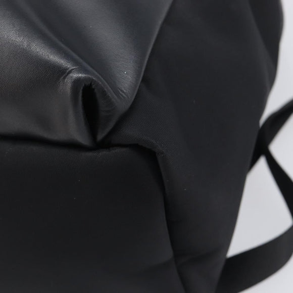 FENDI Monster Backpack Leather Nylon Black Silver Auth bs37498