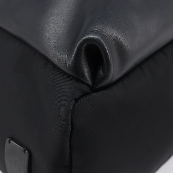 FENDI Monster Backpack Leather Nylon Black Silver Auth bs37498