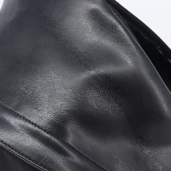 FENDI Monster Backpack Leather Nylon Black Silver Auth bs37498