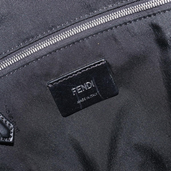 FENDI Monster Backpack Leather Nylon Black Silver Auth bs37498