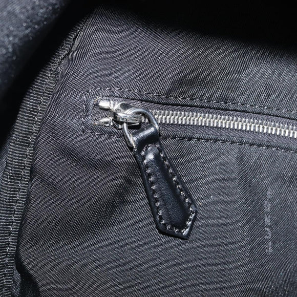 FENDI Monster Backpack Leather Nylon Black Silver Auth bs37498