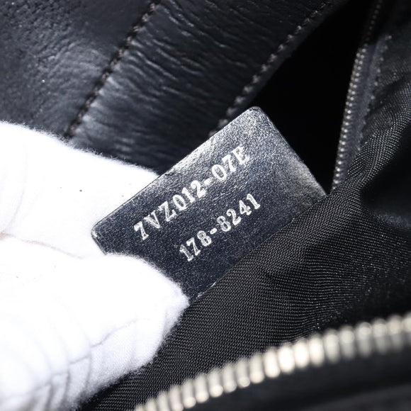 FENDI Monster Backpack Leather Nylon Black Silver Auth bs37498