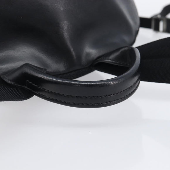 FENDI Monster Backpack Leather Nylon Black Silver Auth bs37498