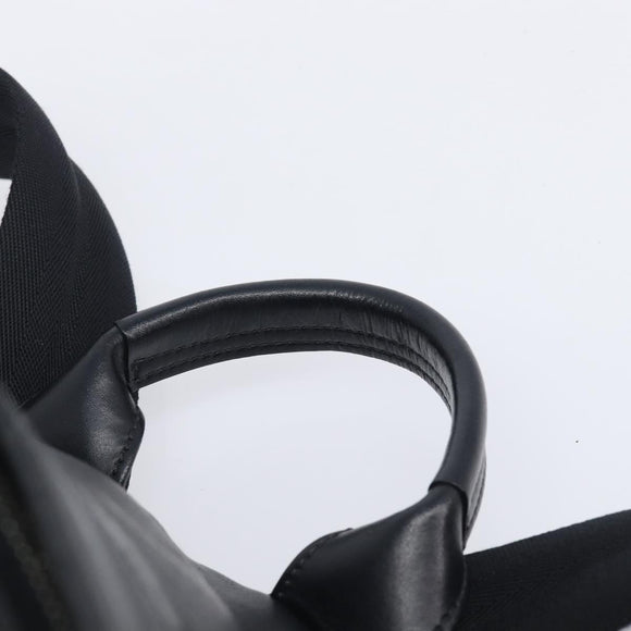 FENDI Monster Backpack Leather Nylon Black Silver Auth bs37498