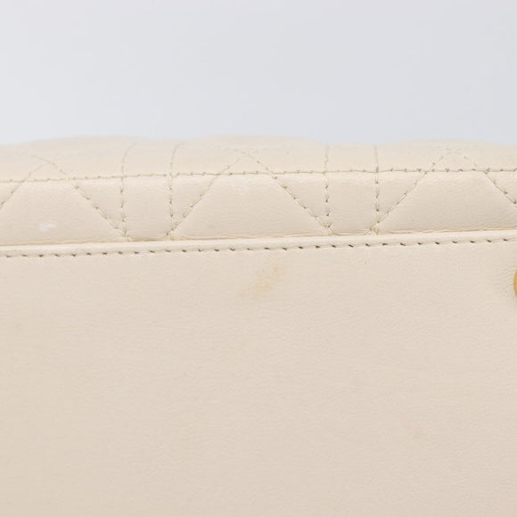 Christian Dior Canage Hand Bag Leather White Gold Auth bs37499